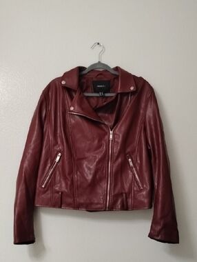 Forever 21 Burgundy Faux Leather Moto Jacket